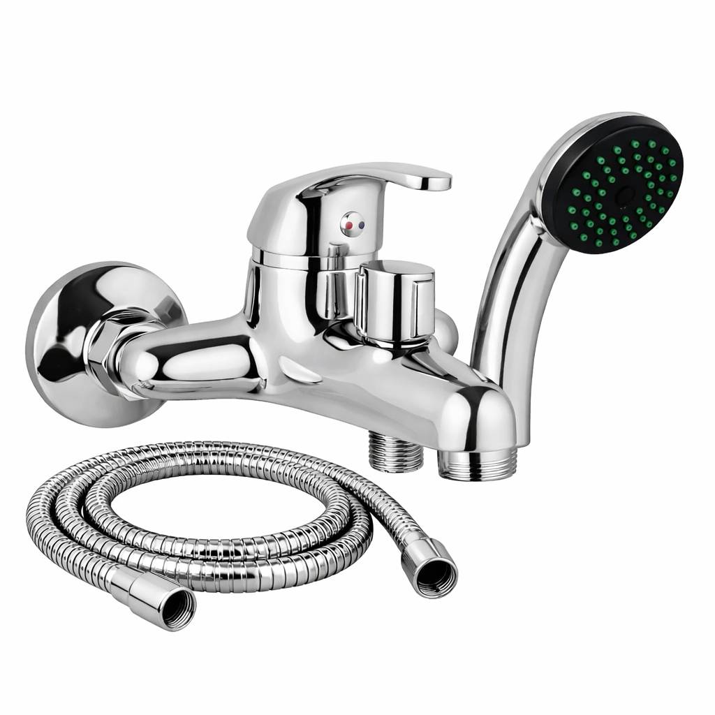Chromová Vanová baterie 150 mm s příslušenstvím - sprchová hadice 150 cm, sprchová hlavice – Kompletní koupelnový set