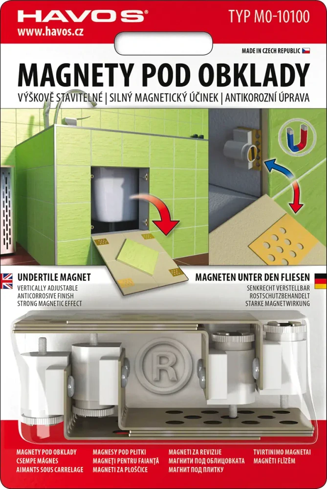 Magnety pod obklad-výškově stavitelné – sada 4 ks pro přesné usazení