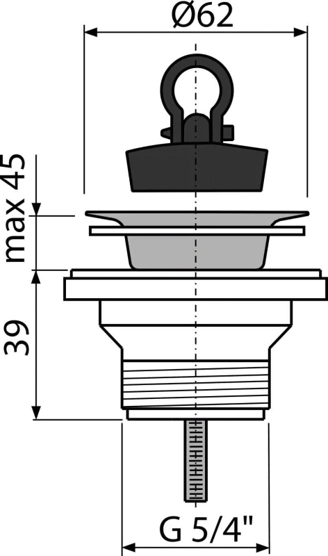 Umyvadlová výpust 5/4" DN63 s nerezovou mřížkou – pro keramická umyvadla