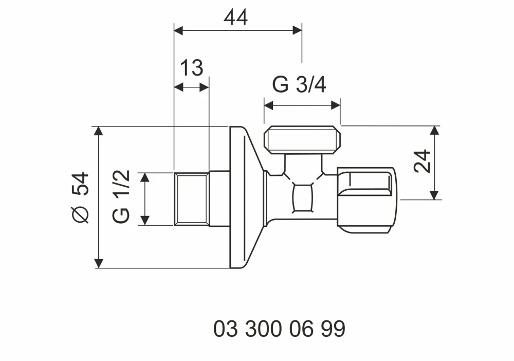 Připojovací ventil COMFORT 1/2 x 3/4" – bez zpětné klapky, chromovaný