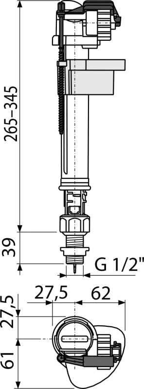 Alca spodní napouštěcí ventil 1/2" – tichý ventil pro WC nádržky