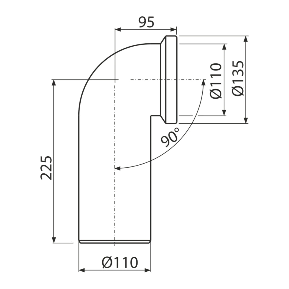Plastové WC odpadní koleno 90° – dopojení klozetu k odpadnímu potrubí