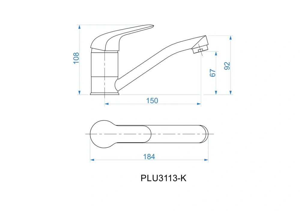 Stojánková baterie PLUTO – krátké ramínko, chrom