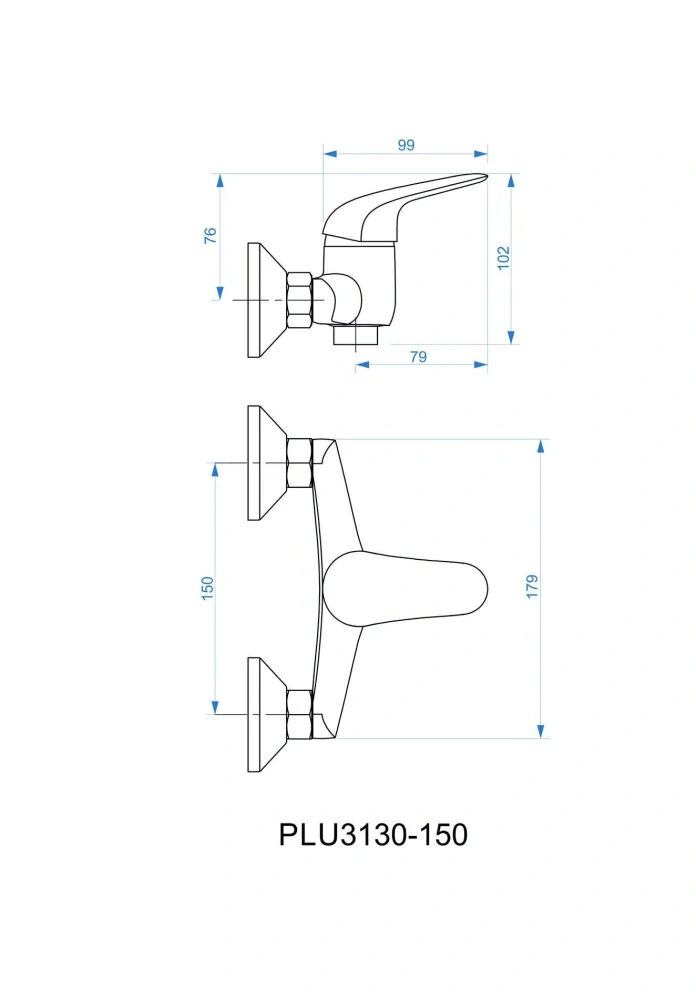 Nástěnná sprchová baterie PLUTO 100 mm – chrom, bez sprchové sady