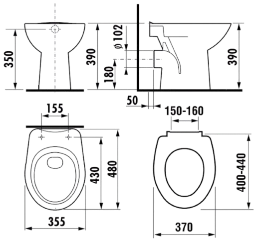 WC mísa na postavení JIKA Zeta – hluboké splachování, zadní odpad
