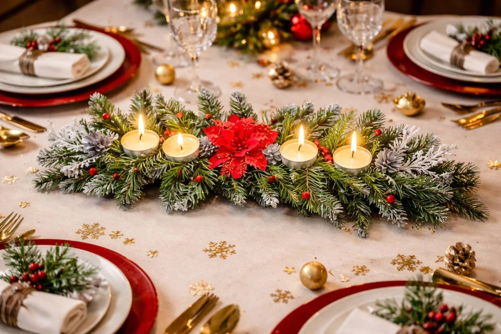 Adventní štola - vánoční, červený desing