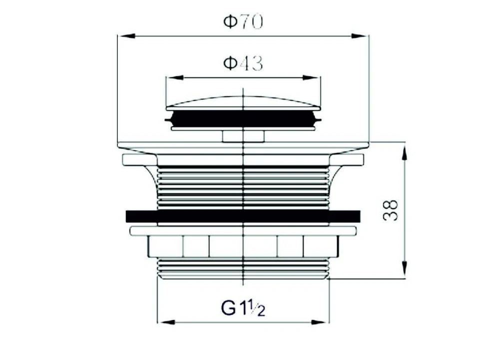 Celokovový vanový ventil KLIK‑KLAK 6/4" – dotekové ovládání