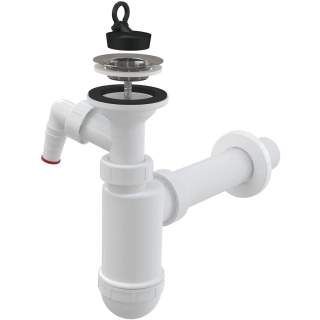 Umyvadlový sifon s přípojkou DN40 a nerezovou mřížkou DN63 – odolný odtok