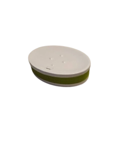 Keramická mýdlenka se zeleným dekorem – elegantní koupelnový doplněk