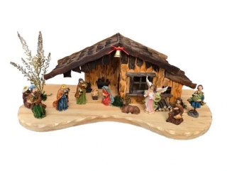 Dřevěný betlém s LED osvětlením, 50 cm včetně figurek